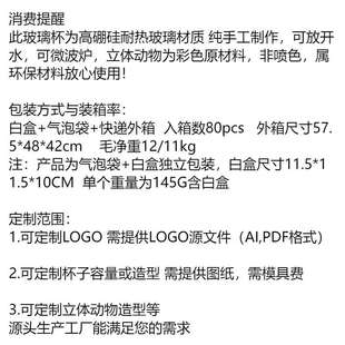 立体动物玻璃杯子带把水杯家用女生高颜值创意可爱卡通礼品杯