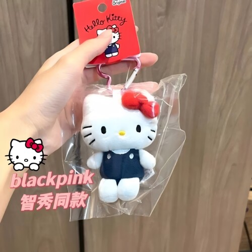 网红hellokitty小挂件毛绒公仔可爱背带裤凯蒂猫包钥匙扣玩偶娃娃
