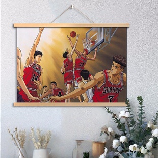 灌篮高手周边挂画樱木花道流川枫二次元动漫油画布卷轴海报壁画