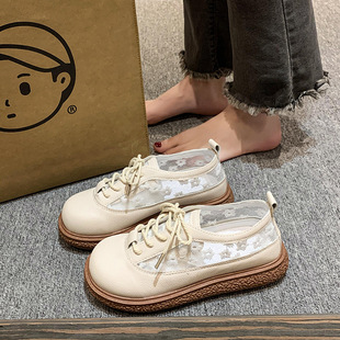 松糕鞋 渔夫鞋 复古休闲透气森女JK鞋 ZIMO孜茉蕾丝网面单鞋