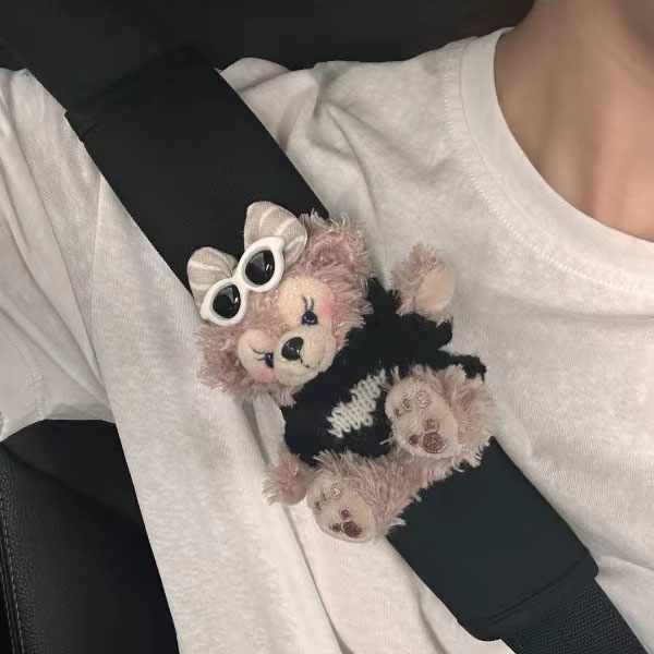 飞行员小熊墨镜玫玫汽车安全带护肩套防勒脖儿童保险带闺蜜礼物女