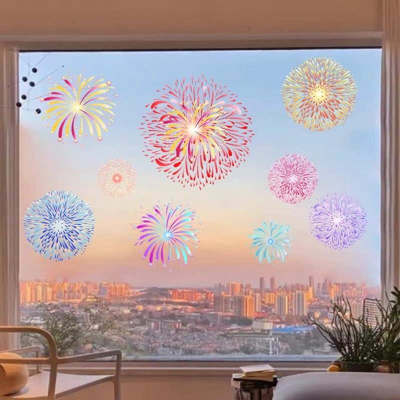 2026新年春节门贴窗贴过年贴画窗花橱窗马年春节烟花鞭炮玻璃贴纸,家居饰品,门贴,淘宝优惠券,粉丝福利购,淘宝优惠卷