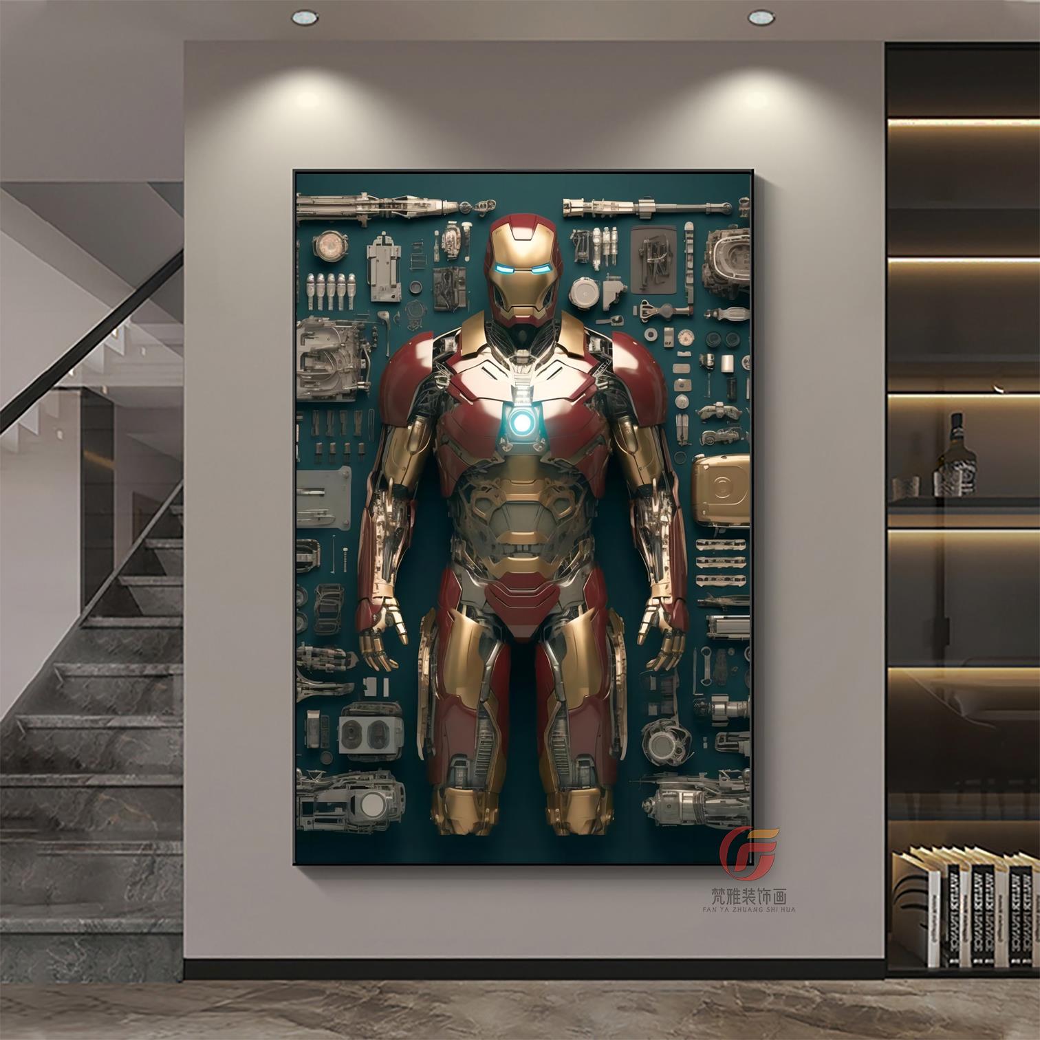 钢铁蜘蛛侠漫威机甲挂画复仇者联盟绿巨人电影电竞酒店客厅装饰画