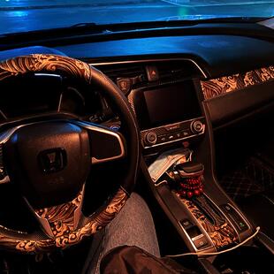 JDM国潮缤智XRV内饰贴纸改装刺绣烫金布贴中控车贴AB柱顶棚自黏贴