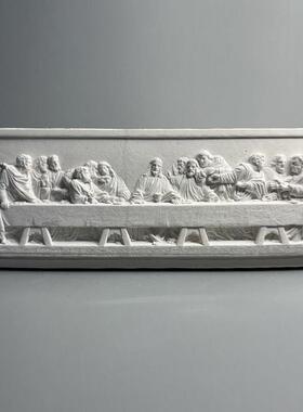 北欧ins《的晚餐》石膏像复古浮雕家居装饰摆件达芬奇立体画