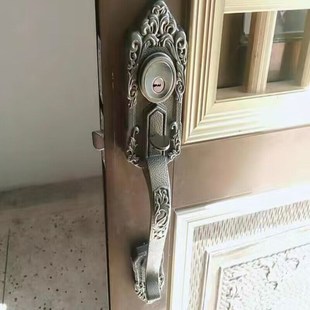 罗普斯金俩舌锁铝合金老式古铜把手通用型两舌门锁拉手对开门配件