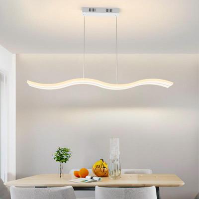 餐厅吊灯2025新款高级感现代简约吧台灯创意个性餐桌波浪饭厅灯具