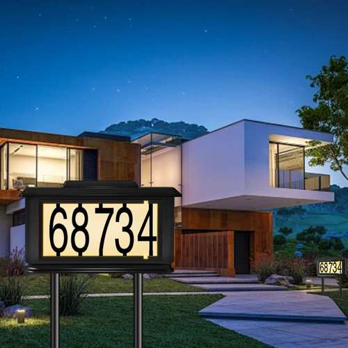 跨境铝新款太阳能门牌灯防水地插户外草坪灯LED号码地址指示