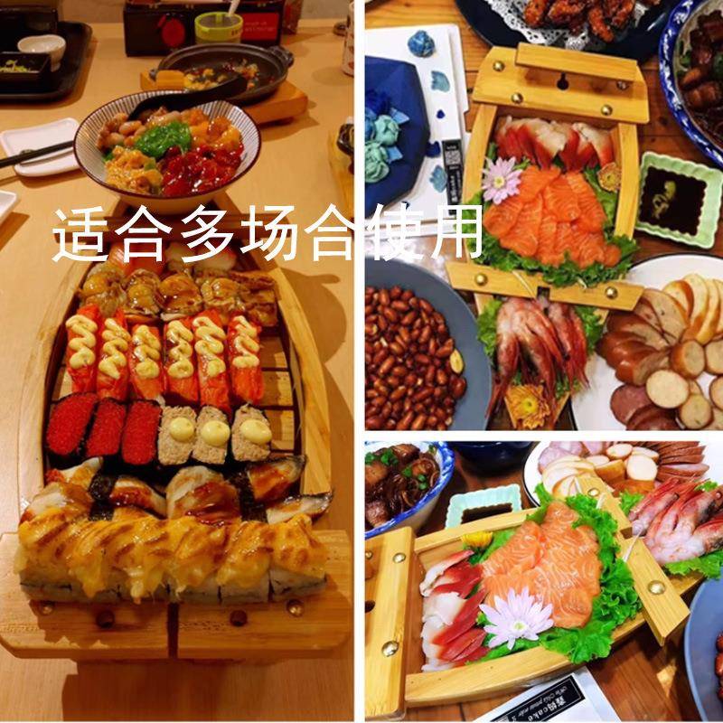 竹木寿制海三文鱼豪华GBC刺身船冰船拼司盛台器鲜盘盘日式料理寿