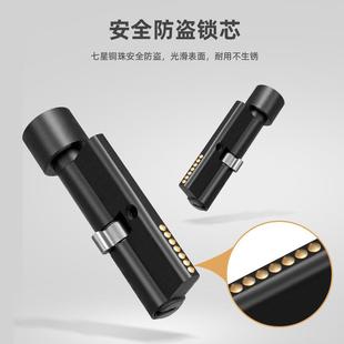 静音室内木门锁家用把美手 哑黑分体房门锁通门见描述用型实心式