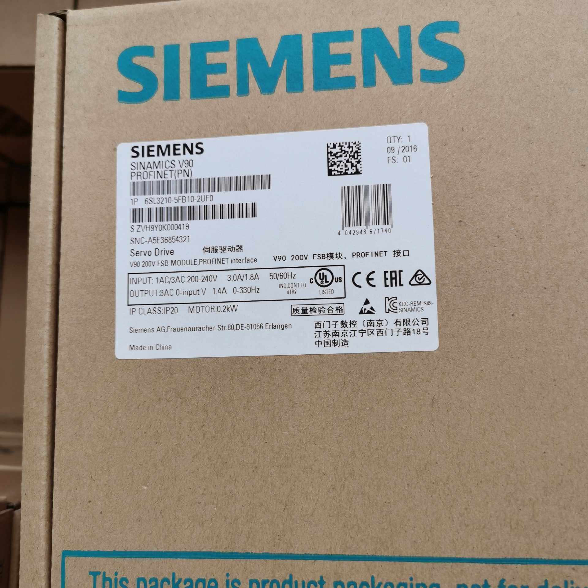 6SL3210-5FB10-2UF0V90 0.2kw(崽崽配件）