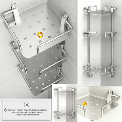 正方形置物架免打孔太空铝卫生间20CM厕所转角卫浴三角架浴室角架