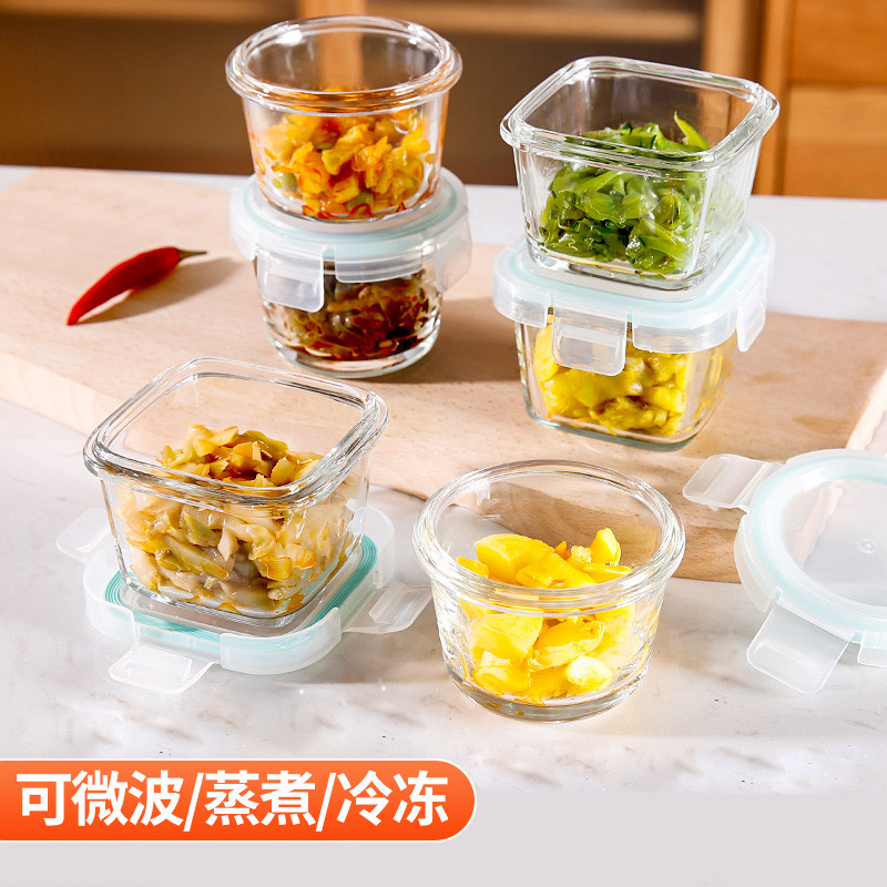 玻璃咸菜碗调料碗上班族便携小菜盒密封收纳保鲜盒微波炉加热饭盒