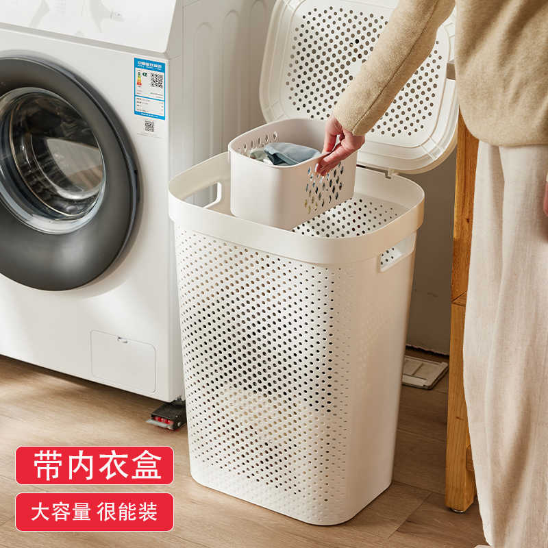 脏衣篮家用大容量浴室洗衣篮子带盖放脏衣服分区洗澡收纳筐脏衣篓图片