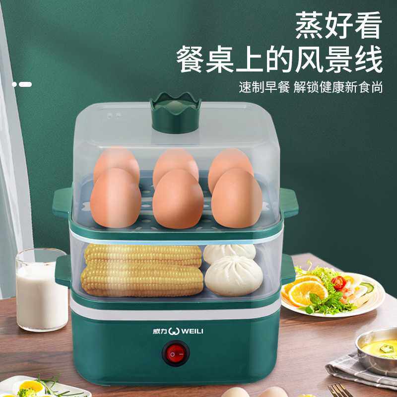迷你煮蛋器早餐机热包子家用小型多功能自动断电防干烧双层蒸蛋器