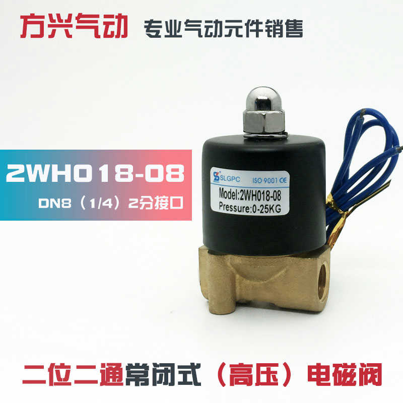 2分高压电磁阀 常闭水阀气阀油阀开关阀门2WH018-08 220V 24V 12V