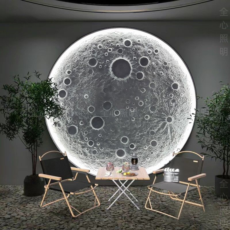 3D立体浮雕月球灯壁灯玄关背景墙灯户外装饰画壁灯网红创意月亮灯图片