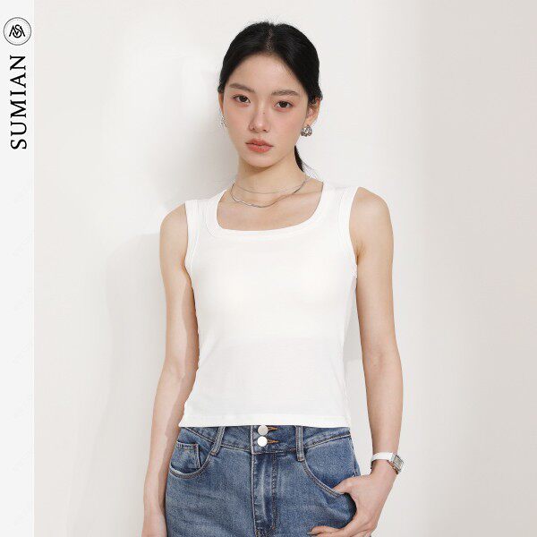 宿眠轻奢女装2025春夏新款内搭通勤背心文胸一体宽肩外穿罩杯背心