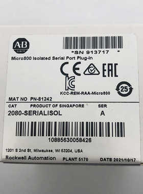 2080-SERIALISOL 罗克韦尔 AB Micro800 RS232/485隔离型串行端口