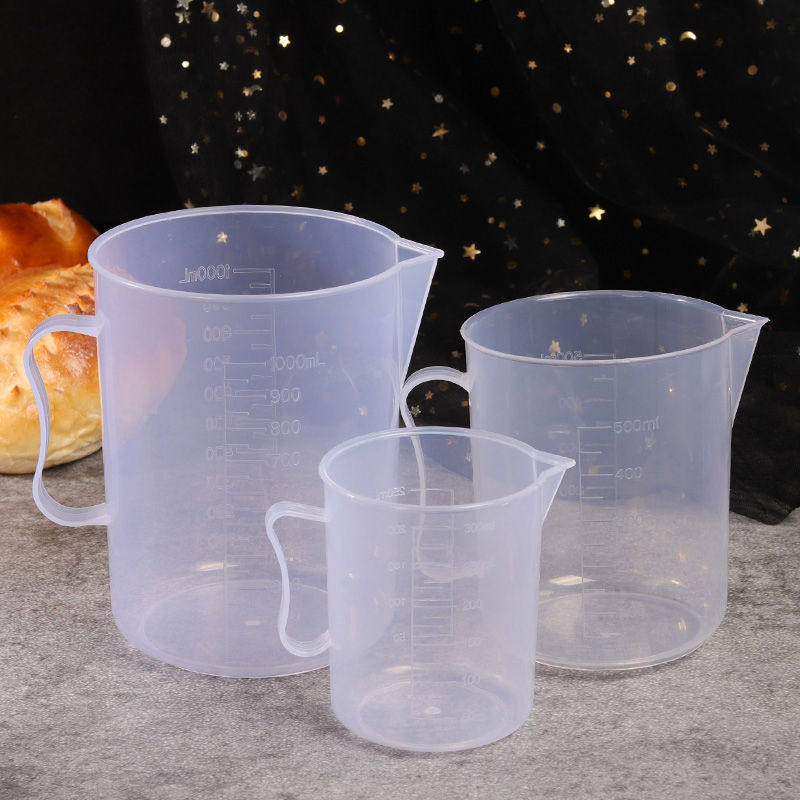 优质塑料带刻度量杯容量毫升溶液杯250ml 500ml 1000ml烘焙工具