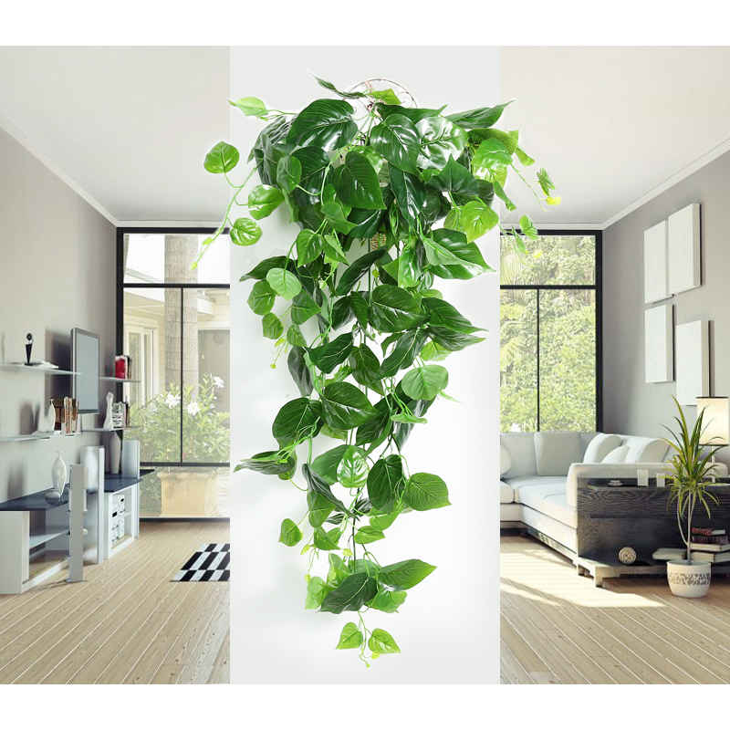 仿真植物装饰假花藤条藤蔓绿植室内客厅绿叶塑料绿萝树叶吊篮壁挂