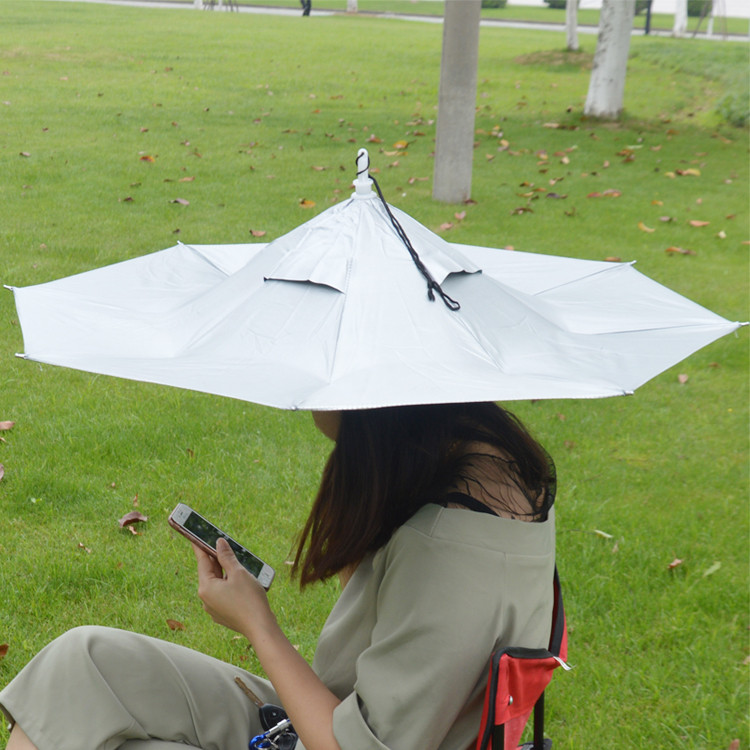 双层防风钓鱼伞帽 头戴雨伞 防晒 折叠单层雨伞帽 二折钓鱼帽遮阳