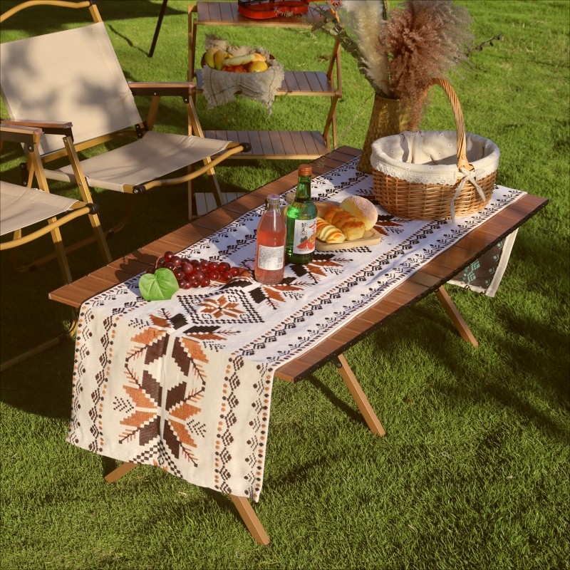 野营桌布蛋卷桌户外露营桌子餐桌桌垫波西米亚桌旗防水防油桌巾
