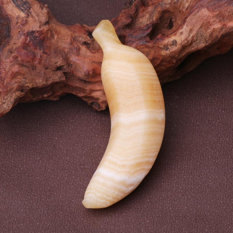 天然465465黄色方解石原石状水蕉雕刻香形矿石宝晶石创意石头摆件
