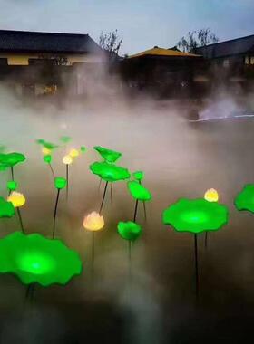 LE型D太阳能花灯景区亮化荷树木装饰挂件灯水056上仿笼真荷花造灯