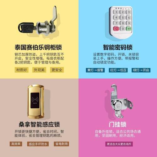员宿舍铁皮身更衣柜彩色储物工柜带锁健房浴室换衣柜GYG-032柜多