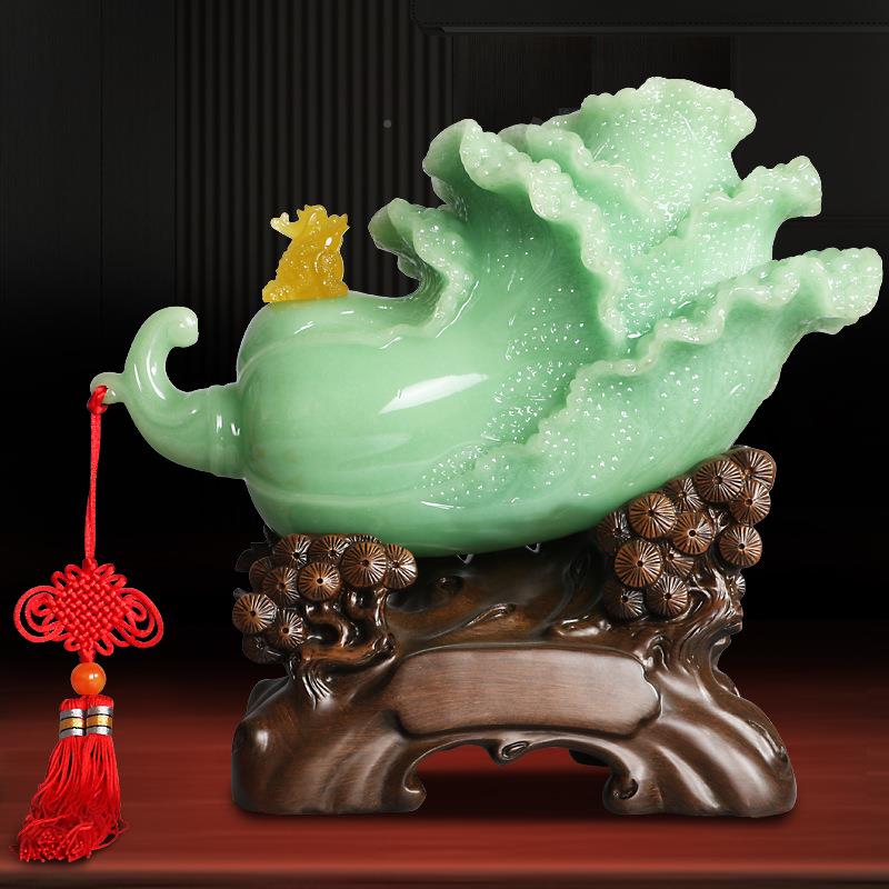 雅信开工艺品招财玉白菜件百财招来办摆公yx-bczl室装饰送公司前