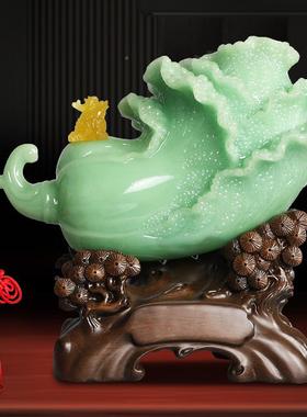 雅信开工艺品招财玉白菜件百财招来办摆公yx-bczl室装饰送公司前