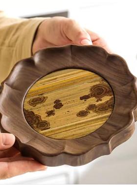 胡木壶承干泡台小梅花形迷你储壶水式养茶托盘家用型壶托干泡Y202