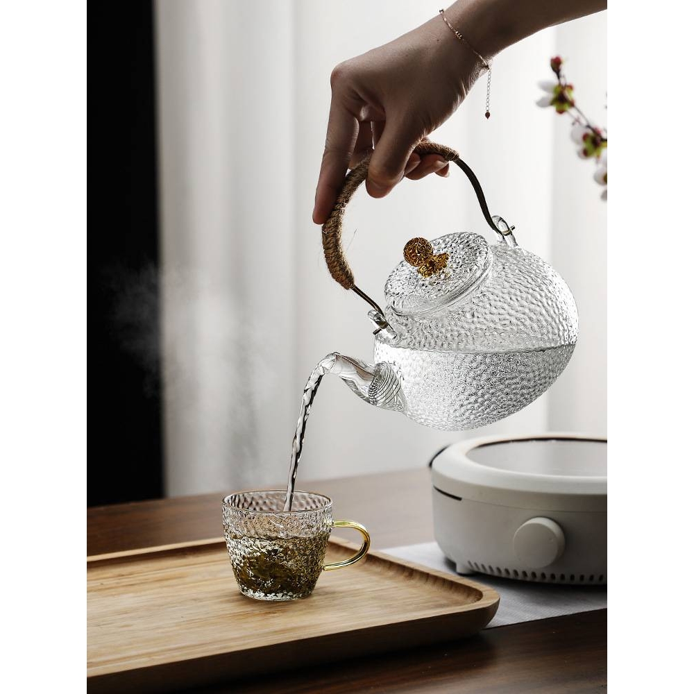 A947玻璃茶壶泡茶家用耐高温电陶炉煮茶器围炉明火提梁烧水壶水果