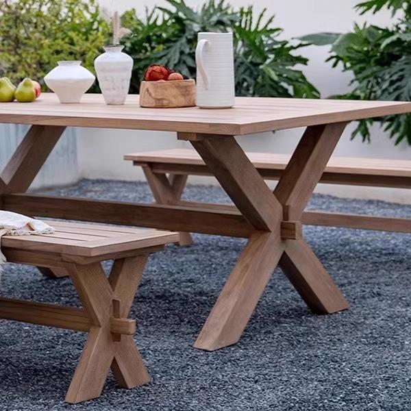 户实木桌椅庭院家具别墅院子露天餐外桌椅柚0617木桌椅防水防晒长