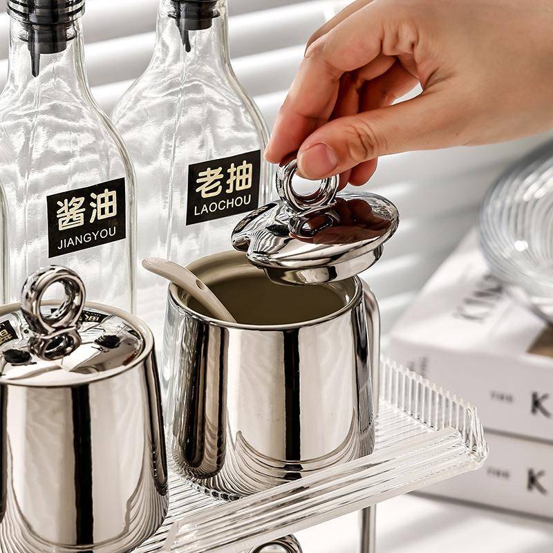 盐轻奢陶瓷大调料罐透明容量调料瓶全套家庭味用品调罐防调味罐尘
