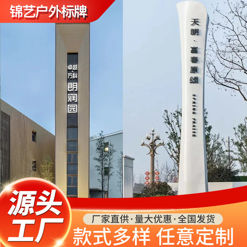 不锈钢精神堡垒定 制商场商业街指示牌导视牌标识牌厂家直供立体
