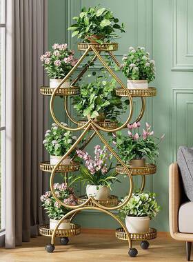 花架多层可动推拉带轮客落地式花盆架厅室移内阳台落绿地萝XTX-00