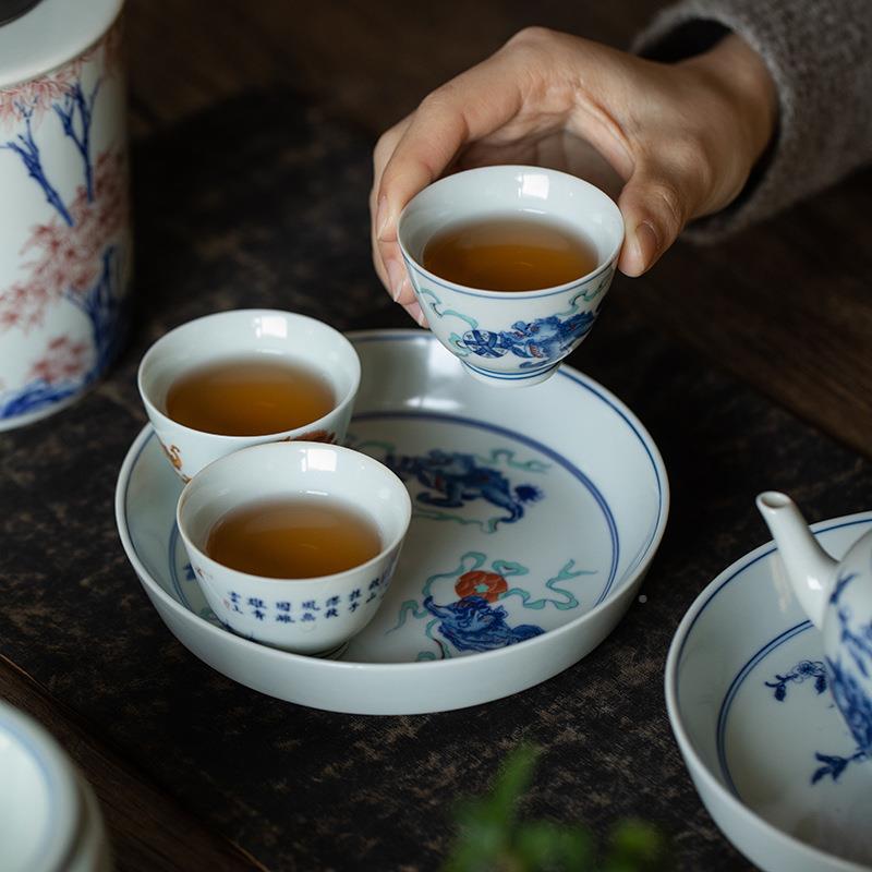 仿古青花壶承陶瓷水茶盘泡茶台干果盘点心盘养仿古2号壶底座家蓄