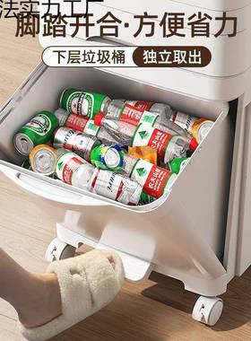 日式厨房大垃圾桶类家用移动立式分收纳双层CZH大号带盖湿容量干