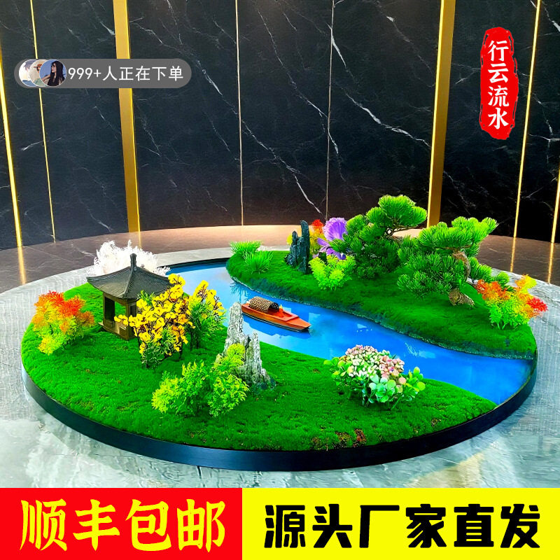 酒店圆桌中间摆花装饰新中式餐桌上转盘摆桌台大餐厅圆桌花