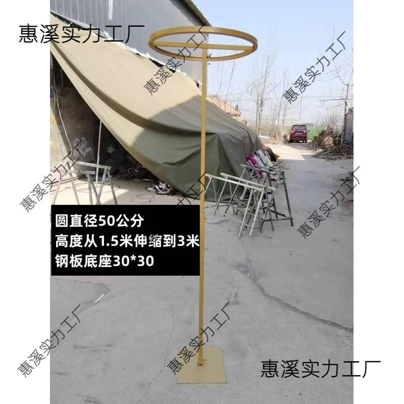 婚庆道具铁艺线帘架子圆环吊环圆形花环路引舞台装饰立杆可伸缩款