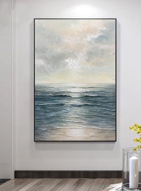 纯手绘油玄画现日出装饰画幻竖版挂画别墅复HPZ式代壁画大尺楼寸