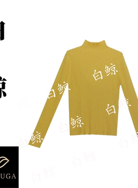 2025新款高领针织衫女套头显瘦弹力打底衫黄色毛衣上衣2907