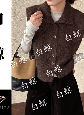 韩系小香风羊羔毛翻领马甲女秋冬百搭叠穿针织背心外套2848