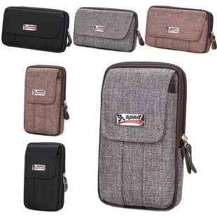 爆款工地干活手机包男穿皮带腰包中老年别腰式皮套挂多功能帆布包