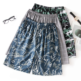薄款 人造棉短裤 外穿家居裤 男士 宽松五分裤 棉绸睡裤 沙滩裤 夏季 大码