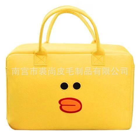 卡通公仔旅行收纳包毛毡手提包新款出游行李箱小狗百搭超大手提袋