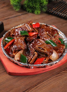 仿真铁板锡纸牛仔骨模q具食品食物模型假菜美食样品菜品假菜品食