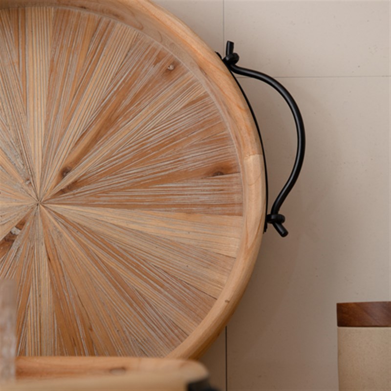 实木圆形托盘复古创意家用餐盘木A质盘子茶盘零食点心盘大号收纳